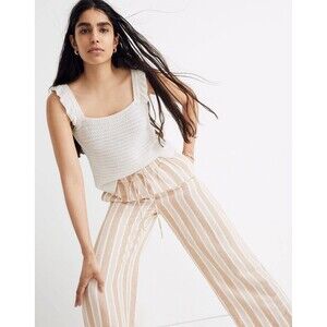 MADEWELL Crocheted Ruffle Strap Sweater Tank Womens XL Beige Cottagecore Boho